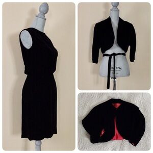 40's/50's vintage velvet little black dress set❤️